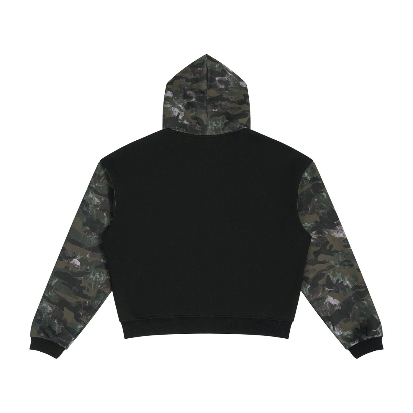 Unisex Colorblock Camo Full Zip Boxy Hoodie - Image 2