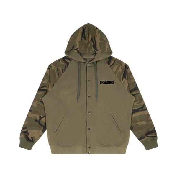 Unisex Camo-Splice Raglan Zip Hoodie